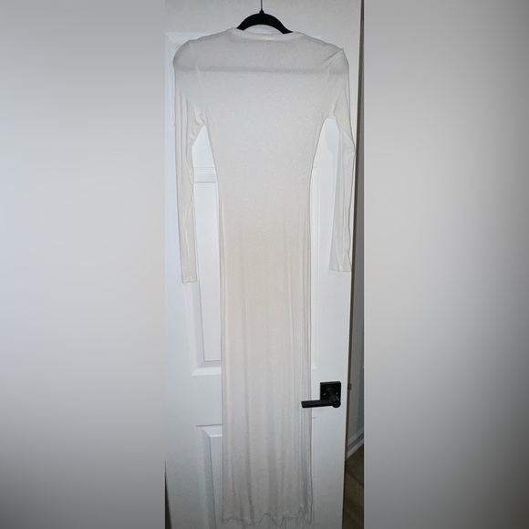 Skims Crewneck Soft Lounge Shimmer Dress in White - Picture 4 of 7